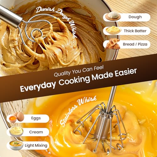 Danish Dough Whisk & Egg Whisk Set for Sourdough Bread, 12 inch - size: 12+12 inch