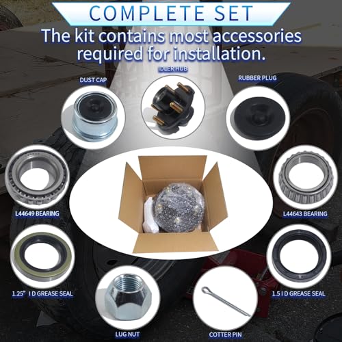 5 on 4.5 Trailer Hub Kit for 2000lb 1'' or 1-1/16'' Straight Axle