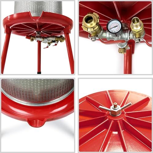 Hydraulic Fruit Press 5.3 Gallon 20L Stainless Steel Basket Manual Apple Grape Wine Cider Juicer Vegetable Nut Milk Extractor Water Powered Juice Maker Red - size: 5.3 Gallon / 20 Liters