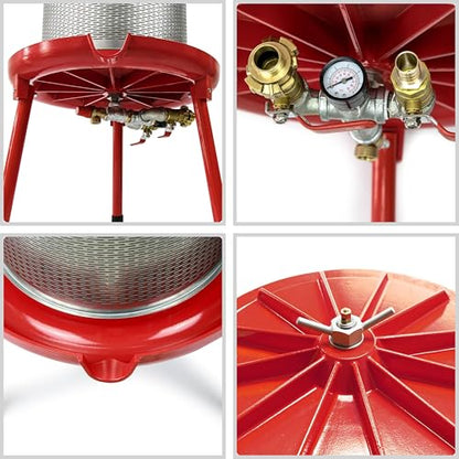 Hydraulic Fruit Press 5.3 Gallon 20L Stainless Steel Basket Manual Apple Grape Wine Cider Juicer Vegetable Nut Milk Extractor Water Powered Juice Maker Red - size: 5.3 Gallon / 20 Liters