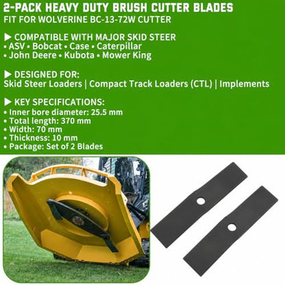 Brush Cutter Blades for Wolverine BC-13-72W Skid Steer Brush Hog 10mm Thick