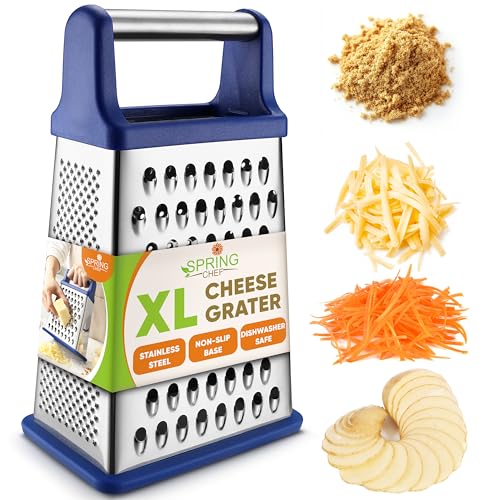 Spring Chef Stainless Steel XL Cheese Grater for Kitchen, Sapphire - color: Sapphire