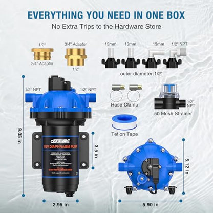 CrestWave Water Pressure Pump 7GPM 70PSI 110V for RV Home Garden Irrigation