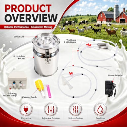 Nakkaa 2 in 1 10L Cow and Goat Milking Machine