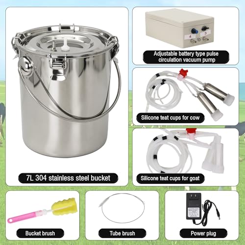 2-in-1 Goats and Cows Milking Machine Upgrade 1.85Gal/7L - size: 7L