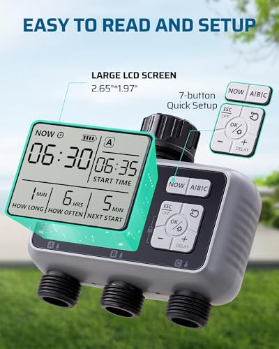 DEWENWILS 3 Zone Sprinkler Timer, Automatic Garden Watering System - color: 3 Zone - Gray