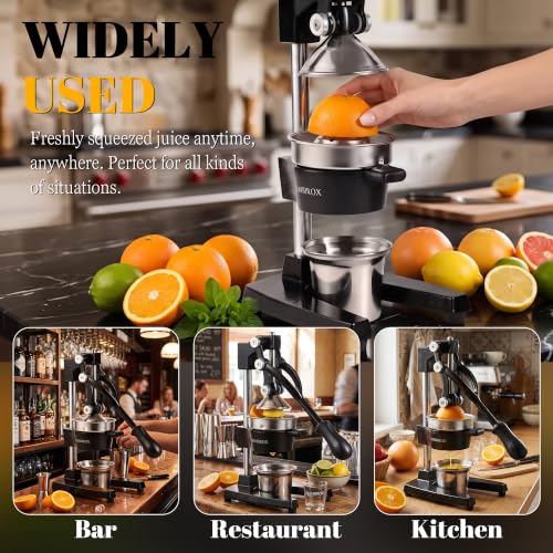Manual Cast Iron Lemon Squeezer, Black Citrus Juicer - color: Black