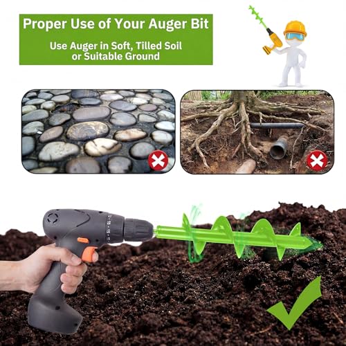 4 x 16'' Heavy Duty Auger Drill Bit for Planting (Green) - color: Green