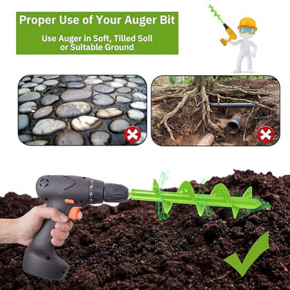 4 x 16'' Heavy Duty Auger Drill Bit for Planting (Green) - color: Green