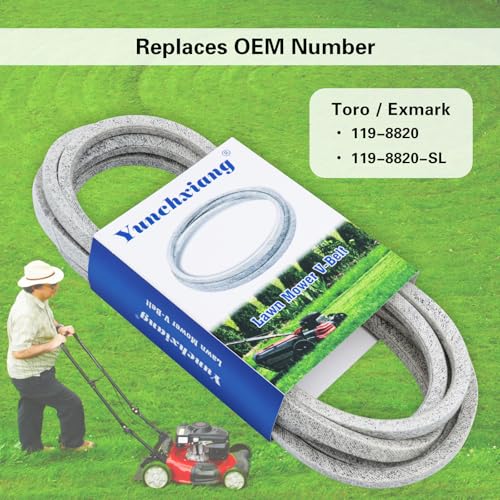 119-8820 Deck Belt Kevlar for Toro Timecutter 50 inch Deck Belt SS5000, SS5060, MX5060 Zero Turn Mower with 50'' Deck, Replaces 119-8820 Toro Belt 119-8820-SL - Aramid Cord, 1/2'' x 141.5'' - size: 1/2" x 141.5"