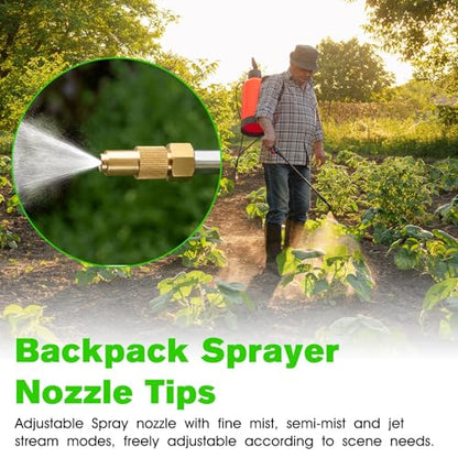 Brass Sprayer Nozzle Tip Replacement Adjustable Mist Stream High Pressure Atomizing Ceramic Core Nozzle for Backpack Pump Sprayer Nozzle Tips & Lawn Farm Garden Spray Nozzle Replacement Part -2 Pack