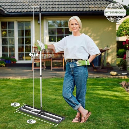 Updated Lawn Leveling Rake 40"x10", Yard Leveling Rake with Aluminum Roller - size: 40''x10'' Black