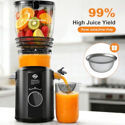 5ive Cold Press Juicer, 5.8 Inch Wide Chute Slow Masticating Extractor - color: Black Gray-2
