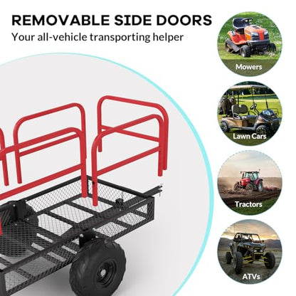 1700lb Heavy Duty Utility Dump Cart Trailer – 17 Cu.Ft Iron Mesh Tow Behind Cargo Trailer – Removable Sides & Tailgate – for ATV, UTV, Lawn Tractors, Garden Use – Specification: 1700 lb Iron - size: Style B