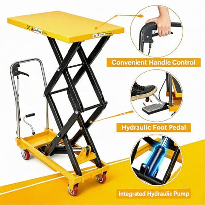 330LBS Hydraulic Lift Table Cart Lift, Double Scissor Lift Table