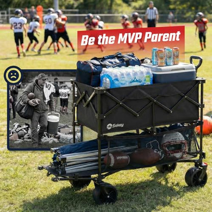 Sekey 400L Double-Decker Wagon, 500 lb Capacity, 50 in Extender - color: Carbon Black