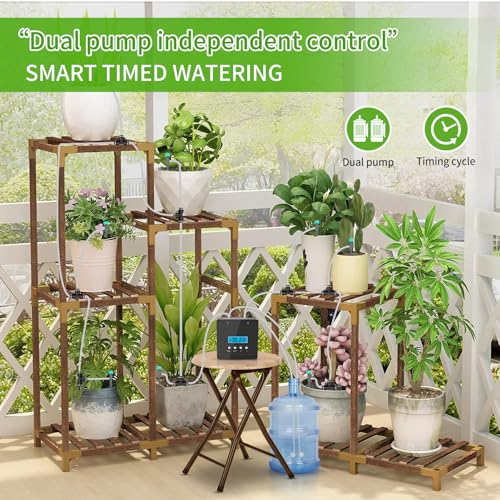 Automatic Watering System for Potted Plants | Indoor Plant Waterer with Programmable Timer, Dual Self-Priming Pumps, Drip Irrigation Kit for Up to 20 Plants