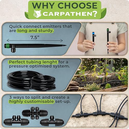 CARPATHEN Quick Connect Drip Irrigation System Kit with Sprinkler, 100 feet - size: Quick-Connect 100 feet
