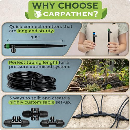 CARPATHEN Quick Connect Drip Irrigation System Kit with Sprinkler, 100 feet - size: Quick-Connect 100 feet
