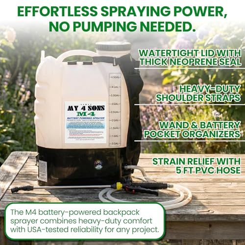 M4 Battery Powered Backpack Sprayer - 20-80 PSI Pump - 4.5 Gallon - size: M4 Basic