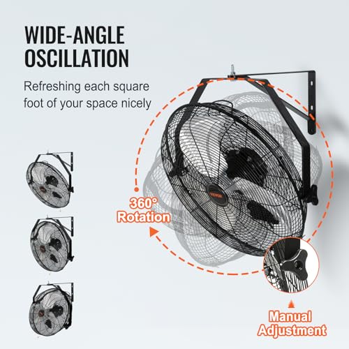 VEVOR 18 Inch Wall Mount Fan, Waterproof, 3-Speed, 4000 CFM, 2 Pack - size: 18 Inch 2 Pack, style: Waterproof
