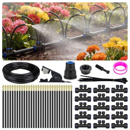 Drip Irrigation System 2 Ports - 360°Adjustable Garden Watering System - size: 50FT