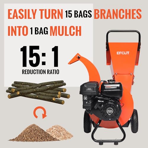 C40 Wood Chipper 4" inch Max Diameter Capacity 9 HP 274cc Gas Powered Engine Heavy Duty Shredder Mulcher - size: Max: 4" - C40