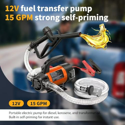 Electric Fuel Pump Kit 12V 15GPM Portable Diesel Transfer