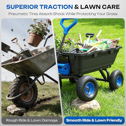 Wheelbarrow Garden Dump Cart Wagon 4 Cu.Ft. - color: 900lbs|blue