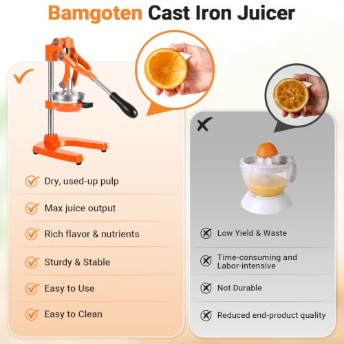 Orange Cast Iron Juicer for Bartenders & Health Enthusiasts - color: orange
