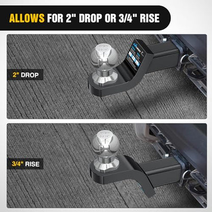 Nilight Trailer Hitch Ball Mount Fits 2-5/16" Receiver with 2" Ball 2" Drop - size: 2-5/16" Ball & 2" Drop