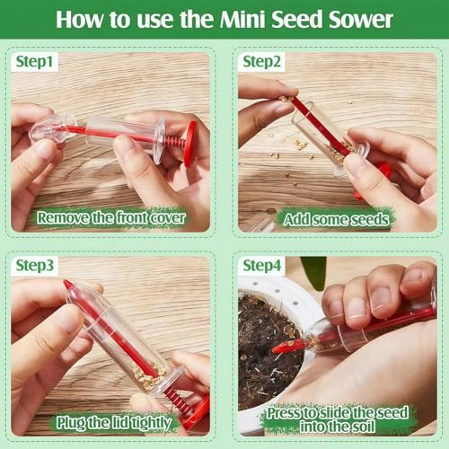 2-Pack Mini Seed Dispenser, Handheld Garden Seeder Tool for Tiny Seeds, Manual Sowing Planter for Vegetables Flowers Herbs, Yellow and Red