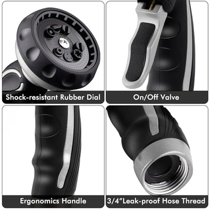 RESTMO Hose Nozzle with Easy Self-Lock Trigger, Heavy Duty Water Sprayer - color: Silver