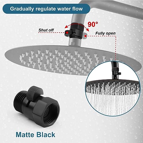 Midanya G1/2" Water Flow Control Shower Shut Off Valve,Matte Black - color: Black