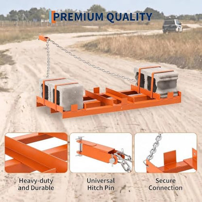 6FT Drag Harrow Driveway Grader with Chain - size: 48×20 inch
