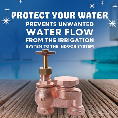 Poolzilla (1 Pack) ¾’’ Inch Brass Anti-Siphon Control Valve - Compatible with Orbit and Other Major Brands- Easy-To-Rotate Control Handle and Full Flow-Control