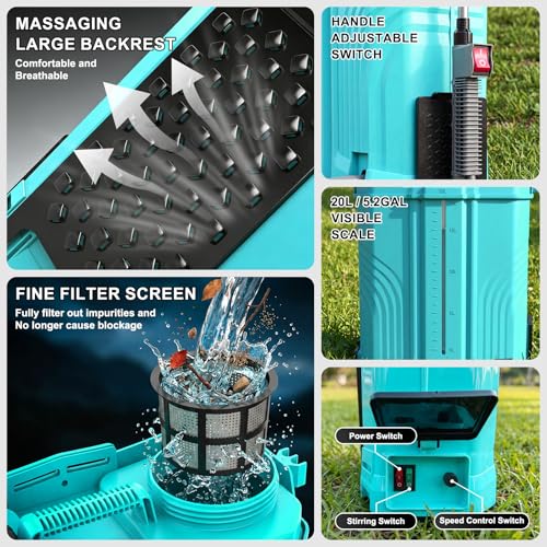 Backpack Sprayer Battery Powered 5 Gallon, 100 PSI Electric Garden Sprayer