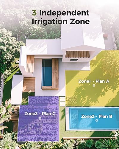 Diivoo Brass 3 Zone Sprinkler Timer, Programmable Hose Timers for Watering - size: 3 Outlets