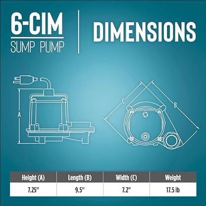 Little Giant 6-CIM-R 115V, 1/3 HP Manual Sump/Utility Pump, 10' Cord - style: Cast Iron, 115V, 10' Cord, Manual
