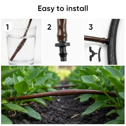 100FT 1/4" Irrigation Dripline Tubing with 6" Emitter Spacing for Gardens