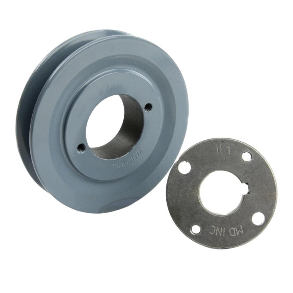 AK46H/H-1 Cast Iron 4.5" Single Groove Pulley Belt A Section 4L with 1" Sheave Bushing - for Masterdrive Pulley Replacement - Solid Steel Bushing Cast Iron Construction Gray