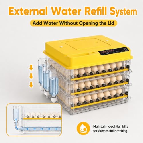 New 216 Egg incubators for Hatching Eggs with Automatic Turning - color: 216 Egg Yellow