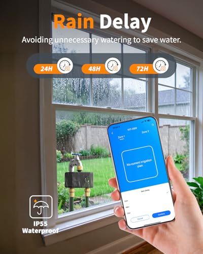 Diivoo Brass WiFi Sprinkler Timer 2 Zone for Garden Hose Remote Control - size: 2 Outlets