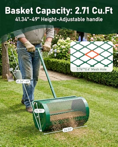 Outvita Compost Spreader, 24'' Wide, for Peat Moss, Manure, Mulch, Topsoil - color: Green, size: 24 in