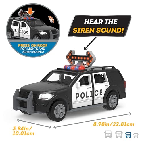Driven by Battat – 7-Inch Police SUV Toy with Lights & Sounds, Rescue Vehicle for Boys & Girls, Durable Design, Realistic Details, 3+ Years Toy for Kids - style: Police Suv