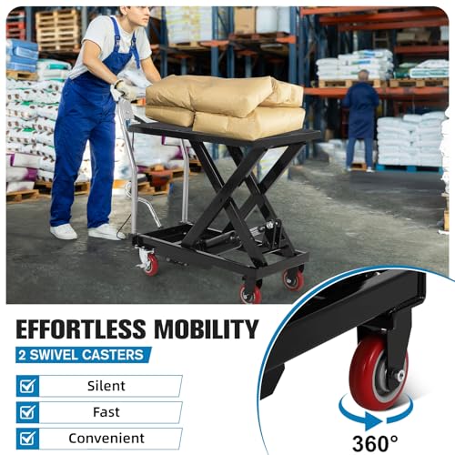Hydraulic Lift Table Cart, 330lbs Capacity 28.5 in Lifting Height - color: Black