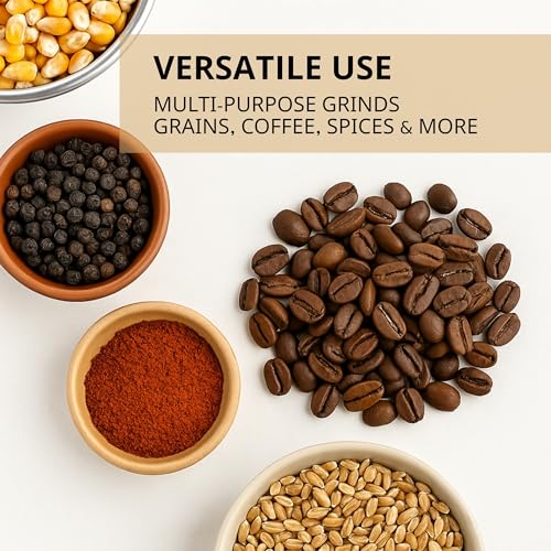 Hand Crank Grain Mill Grinder – Silver Manual Grinder for Corn Wheat Nuts with Clamp Handle Operated Wheat Mill Grain for Home Compact Food Hand Crank Tool