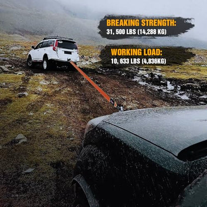 Nilight 3" x20' Tow Strap Kit 2" Receiver 3/4" Anti-Theft D-Ring Shackles - color: 20ft Tow Strap +D-Ring Shackle +Hitch