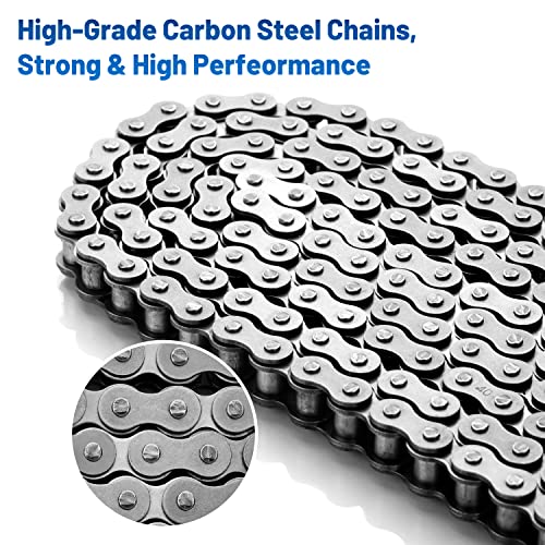 #40 Roller Chain - 10 Feet #40 Chain with 5 Connecting Links for Go Karts, Mini Bikes, Scooters, Motorcycles, Bycicles, ATV, MTV, Dirt Bike and Other Industrial Machinery - 240 Links - size: 10 Feet, style: 240 Links