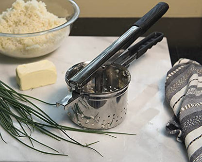 RSVP International Endurance® Jumbo Potato Ricer | Mash Potatoes, Fruits, Vegetables & More | Extra Large Ricing Basket | Pot Resting Extension | Dishwasher Safe - size: Jumbo